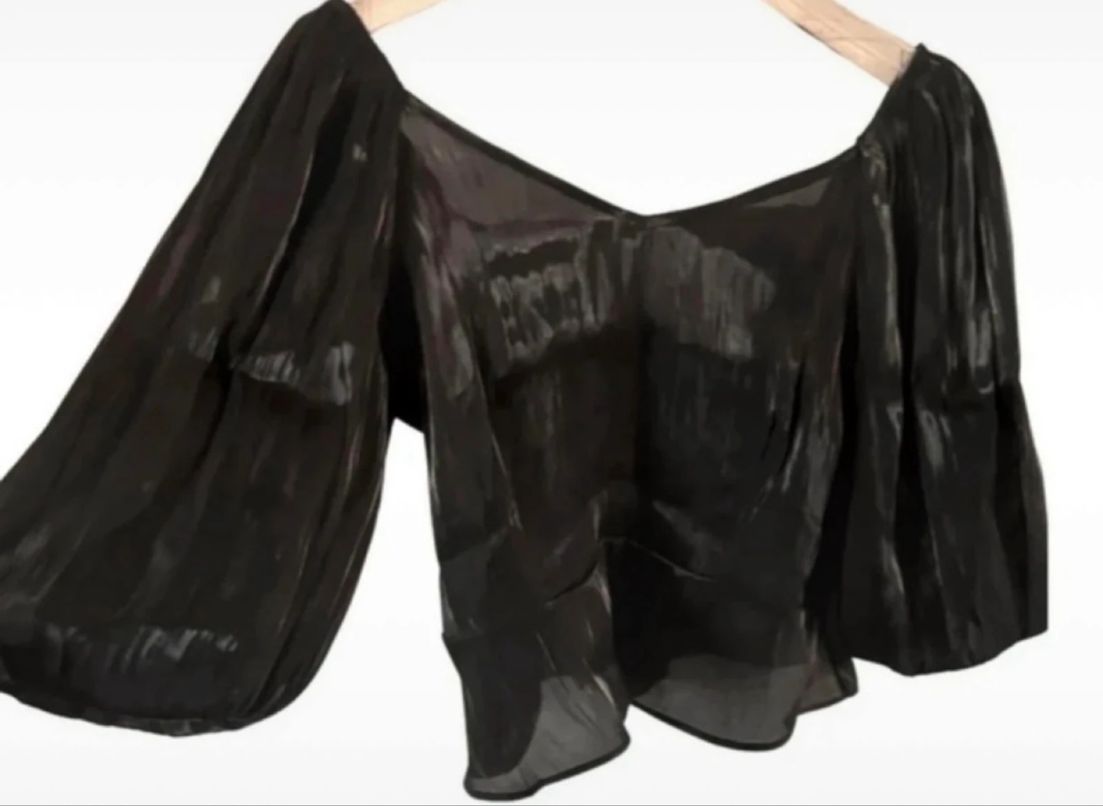 Pieces zwarte blouse met pofmouwen maat M – photo 3